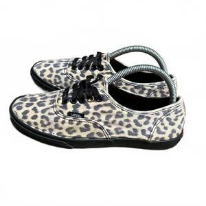 VANS Cheetah Print Lace-Up Sneakers Tan and Grey/Muted Black | Ladies Size 7